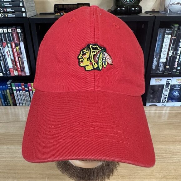 Chicago Blackhawks Hat Adidas Embroidered Dad Cap Hockey Hat Red - Picture 1 of 6